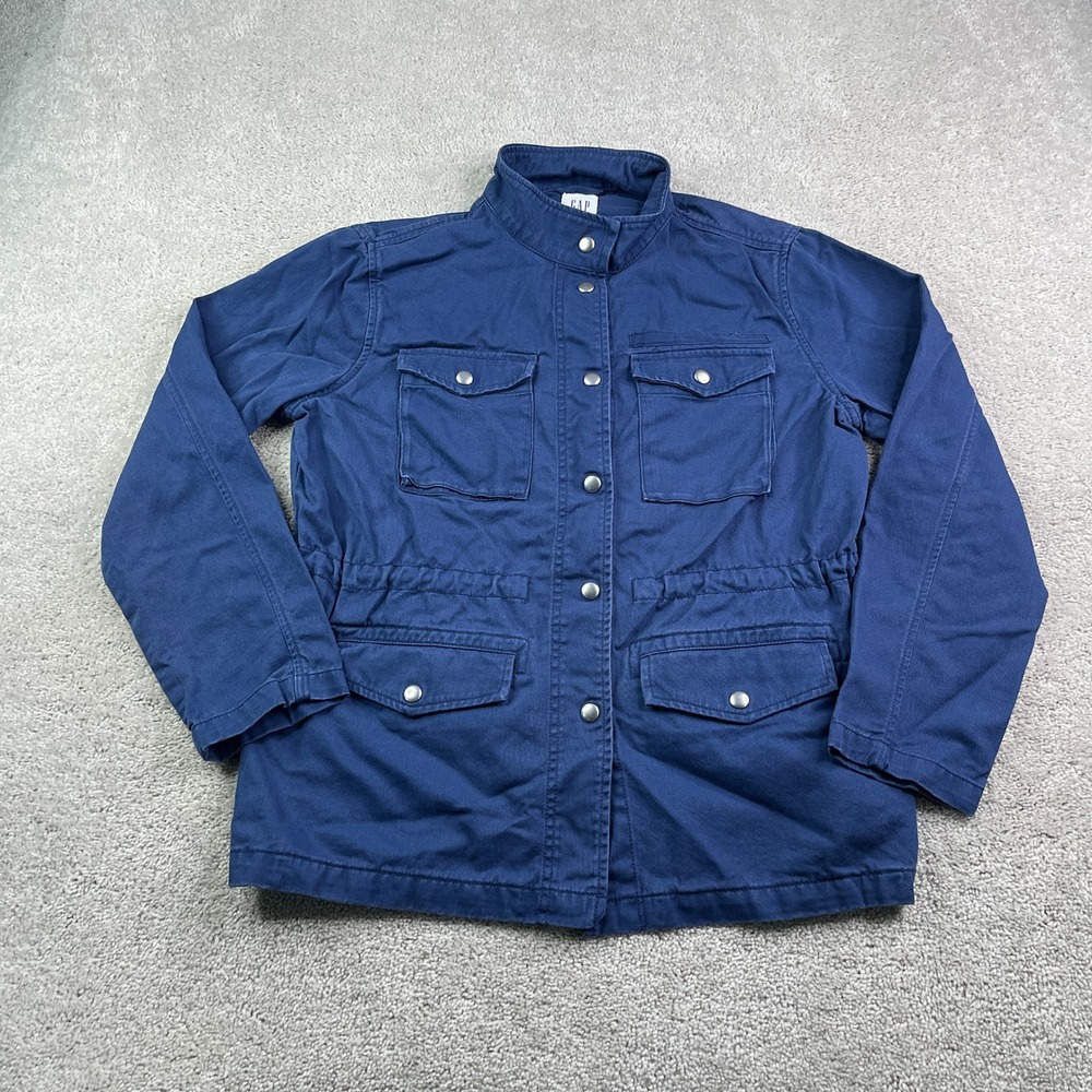 GAP Jacket Womens Medium Blue Utility Barn Chore Field Coat Snap Front Cotton